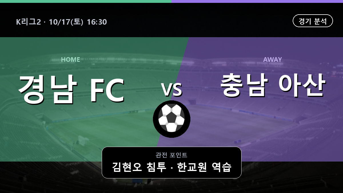 경남 충남 아산 K리그2 경기 분석과 중계 정보