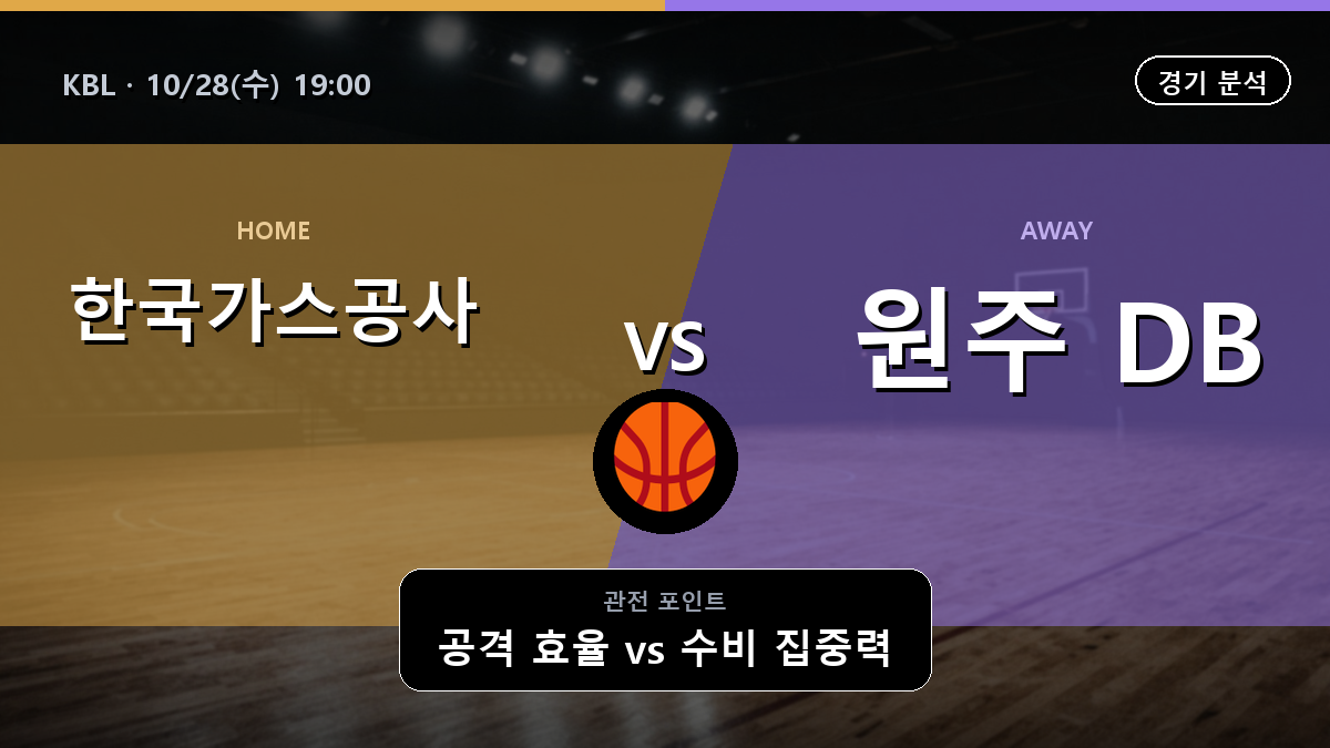 한국가스공사 원주 DB KBL 경기 분석과 중계 정보
