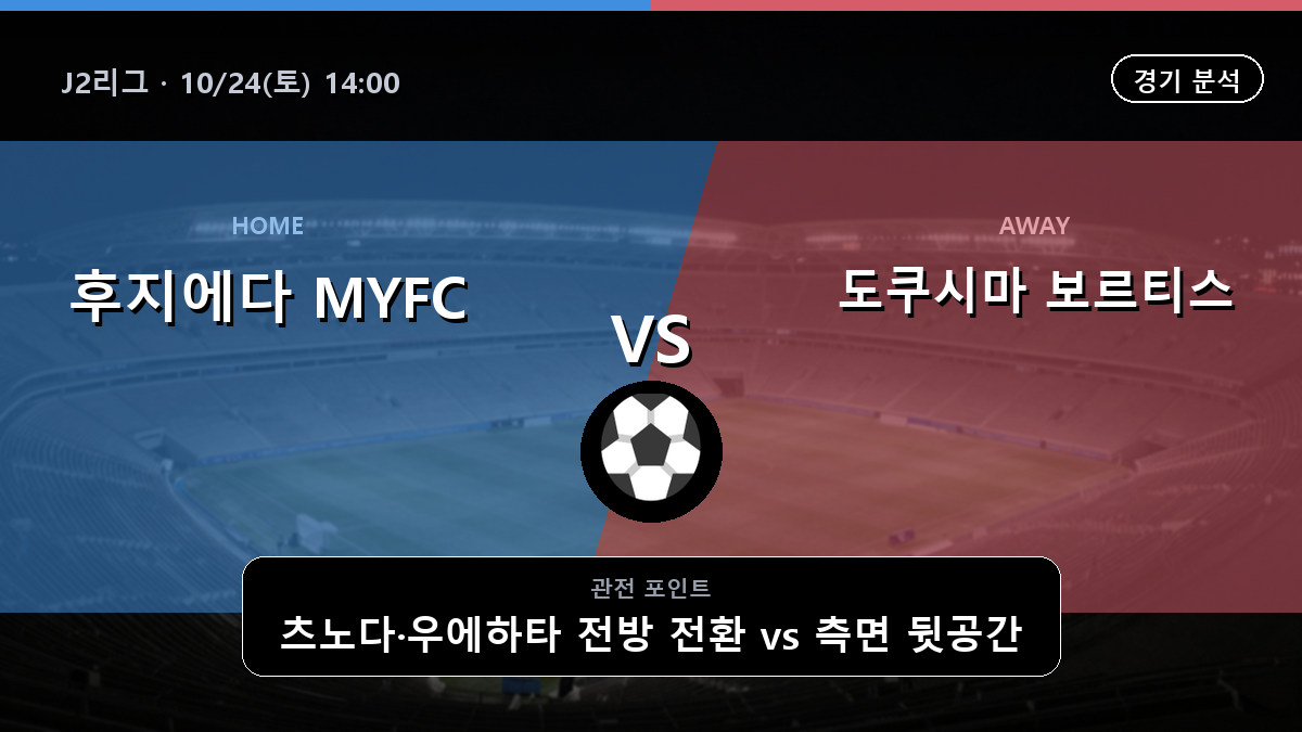 후지에다 MYFC 도쿠시마 보르티스 J2리그 경기 분석과 중계 정보