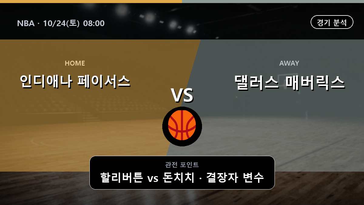 인디애나 페이서스 댈러스 매버릭스 NBA 경기 분석과 중계 정보