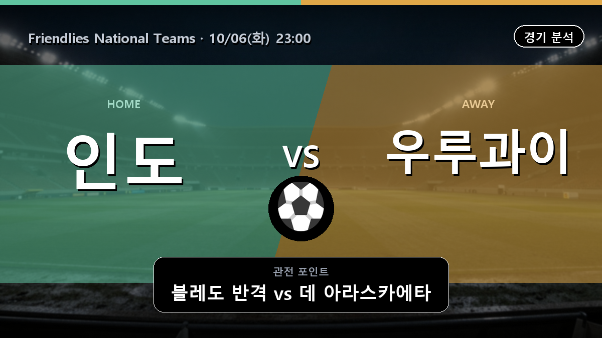 인도 우루과이 Friendlies National Teams 경기 분석과 중계 정보