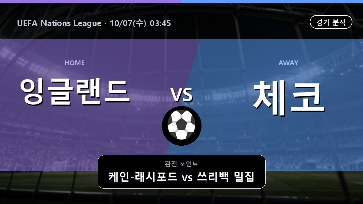 잉글랜드 체코 UEFA Nations League 경기 분석과 중계 정보