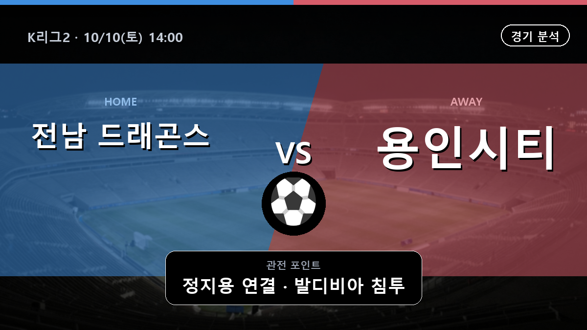 전남 드래곤스 용인시티 K리그2 경기 분석과 중계 정보