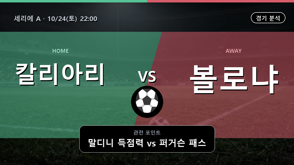 칼리아리 볼로냐 세리에 A 경기 분석과 중계 정보