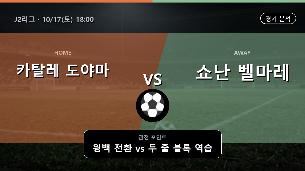 카탈레 도야마 쇼난 벨마레 J2리그 경기 분석과 중계 정보