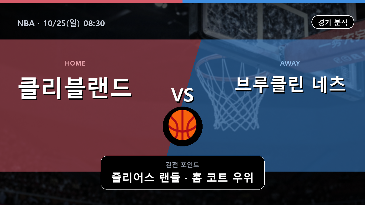 클리블랜드 캐벌리어스 브루클린 네츠 NBA 경기 분석과 중계 정보