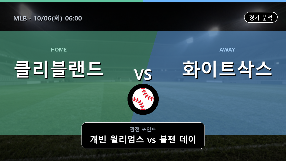 클리블랜드 시카고 화이트삭스 MLB 경기 분석과 중계 정보