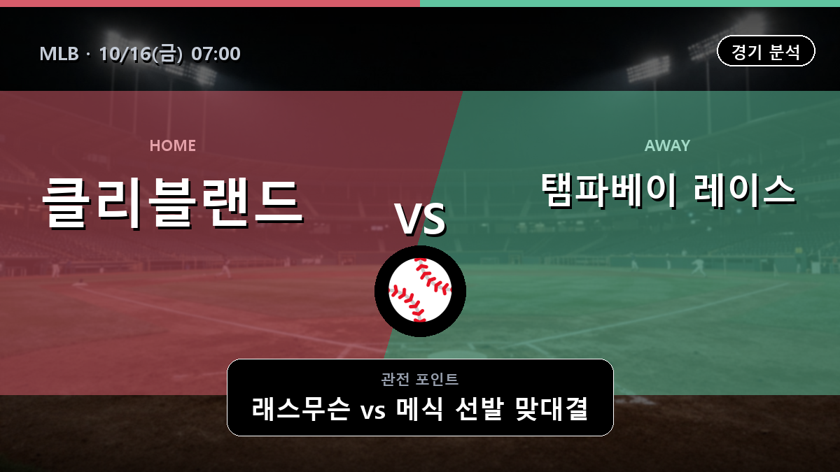 클리블랜드 가디언스 탬파베이 레이스 MLB 경기 분석과 중계 정보