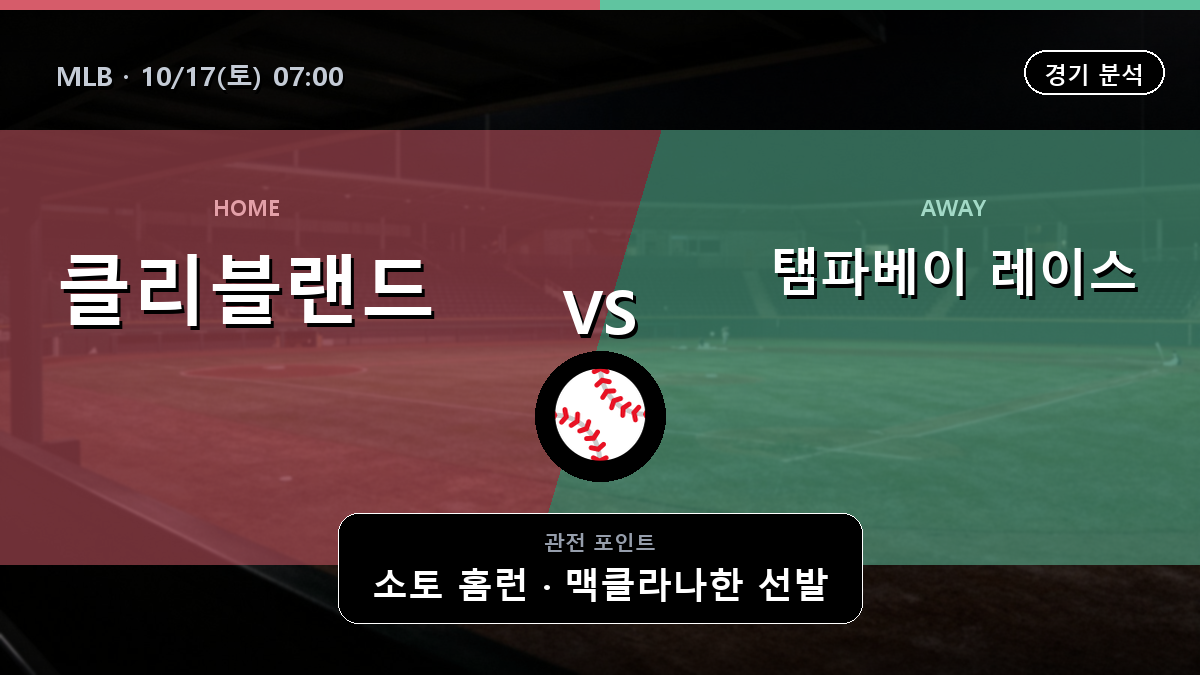 클리블랜드 가디언스 탬파베이 레이스 MLB 경기 분석과 중계 정보