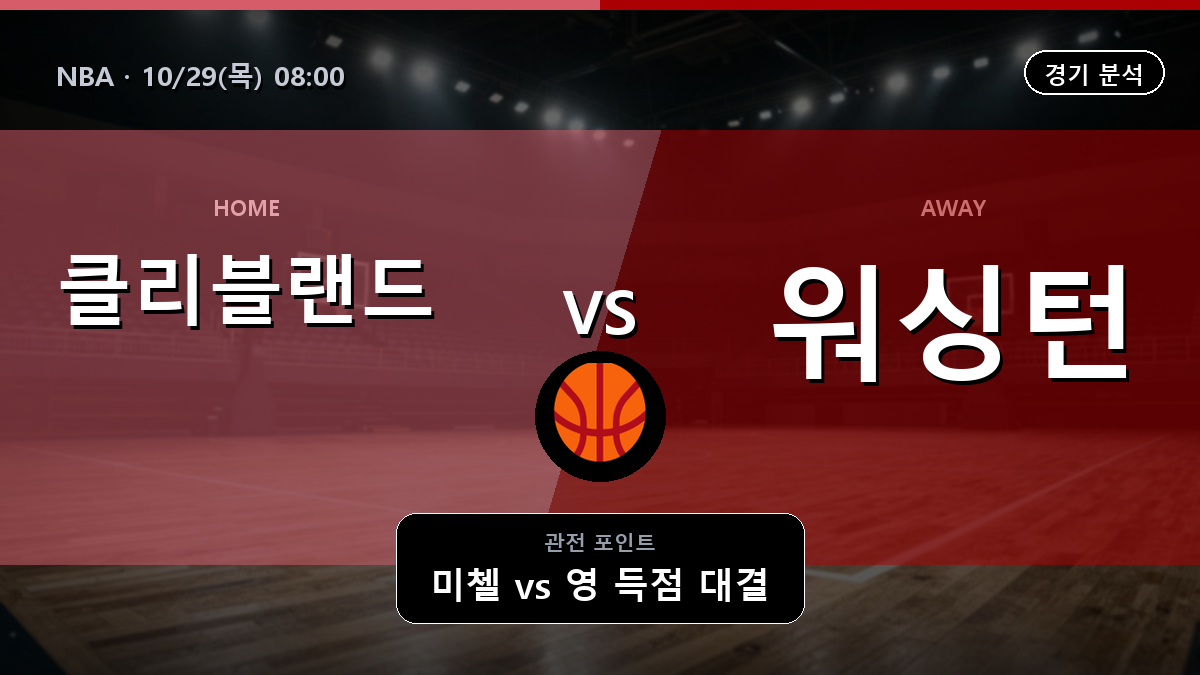 클리블랜드 캐벌리어스 워싱턴 위저즈 NBA 경기 분석과 중계 정보