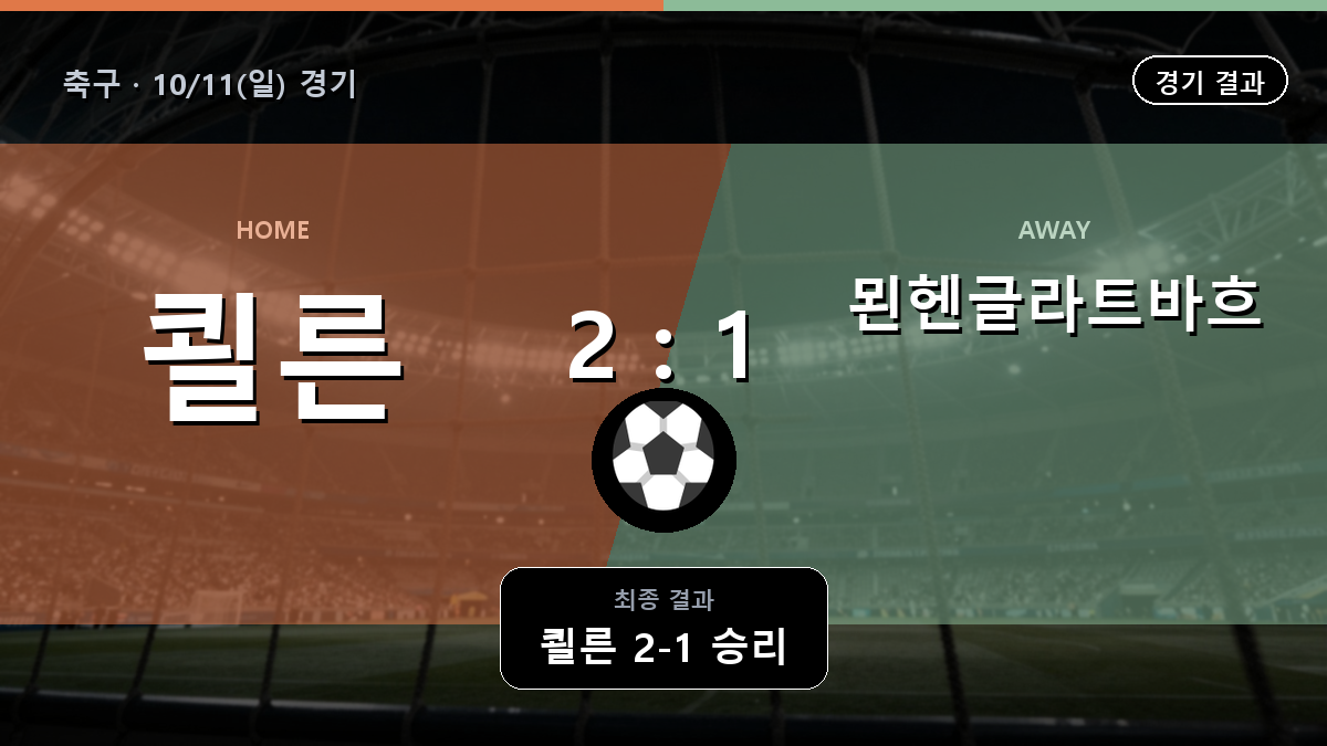 쾰른 묀헨글라트바흐 축구 경기 하이라이트 결과와 중계 정보