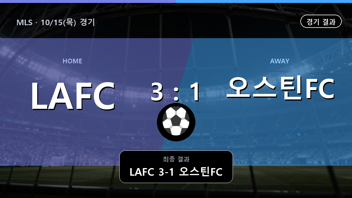 LAFC 오스틴FC MLS 경기 하이라이트 결과와 중계 정보