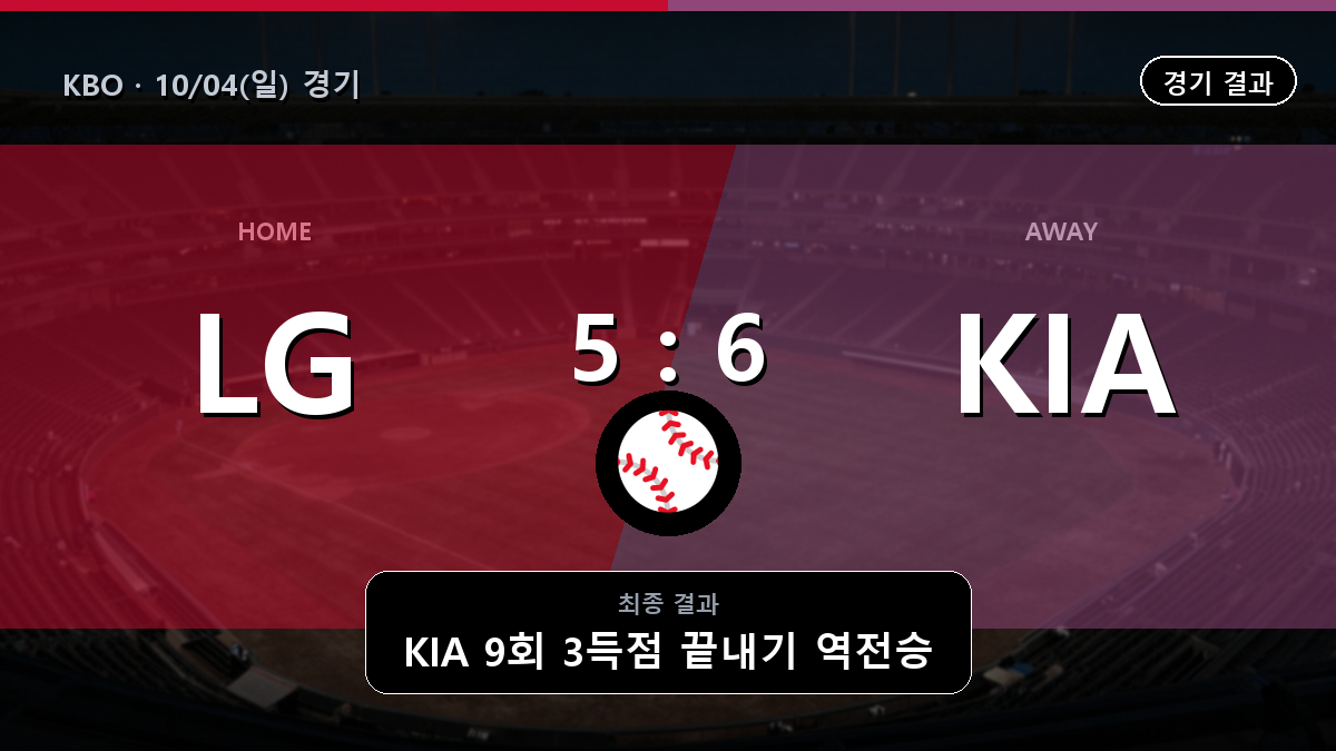LG KIA KBO 경기 하이라이트 결과와 중계 정보