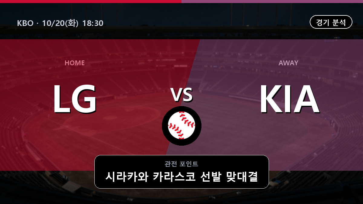 LG 기아 KBO 경기 분석과 중계 정보