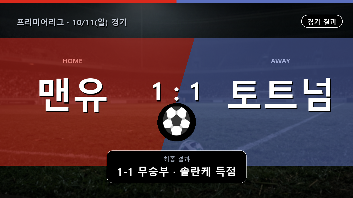 맨체스터 유나이티드 토트넘 프리미어리그 경기 하이라이트 결과와 중계 정보