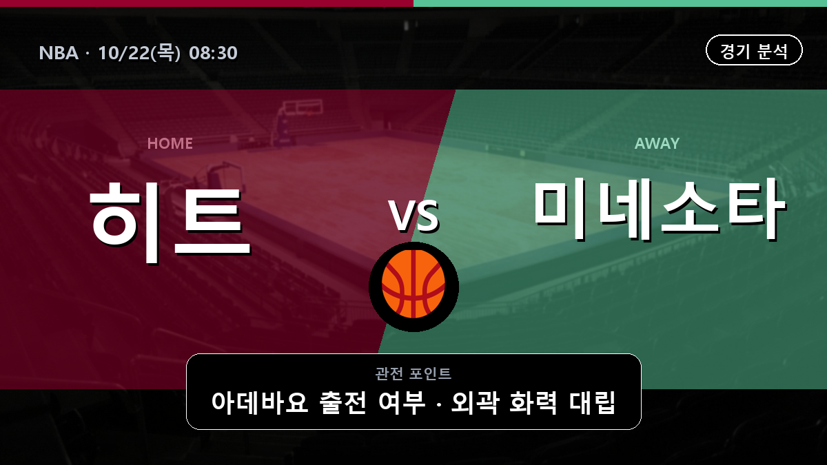 마이애미 히트 미네소타 팀버울브스 NBA 경기 분석과 중계 정보
