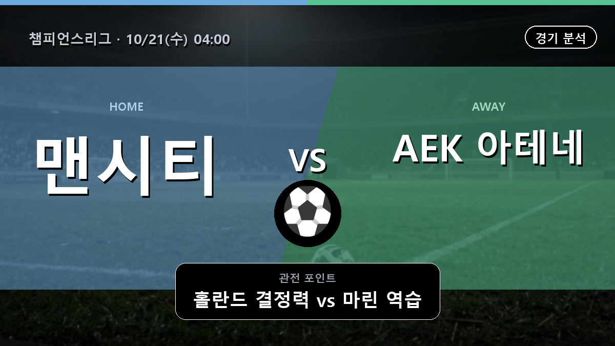 맨시티 AEK 아테네 챔피언스리그 경기 분석과 중계 정보