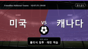 미국 캐나다 Friendlies National Teams 경기 분석과 중계 정보