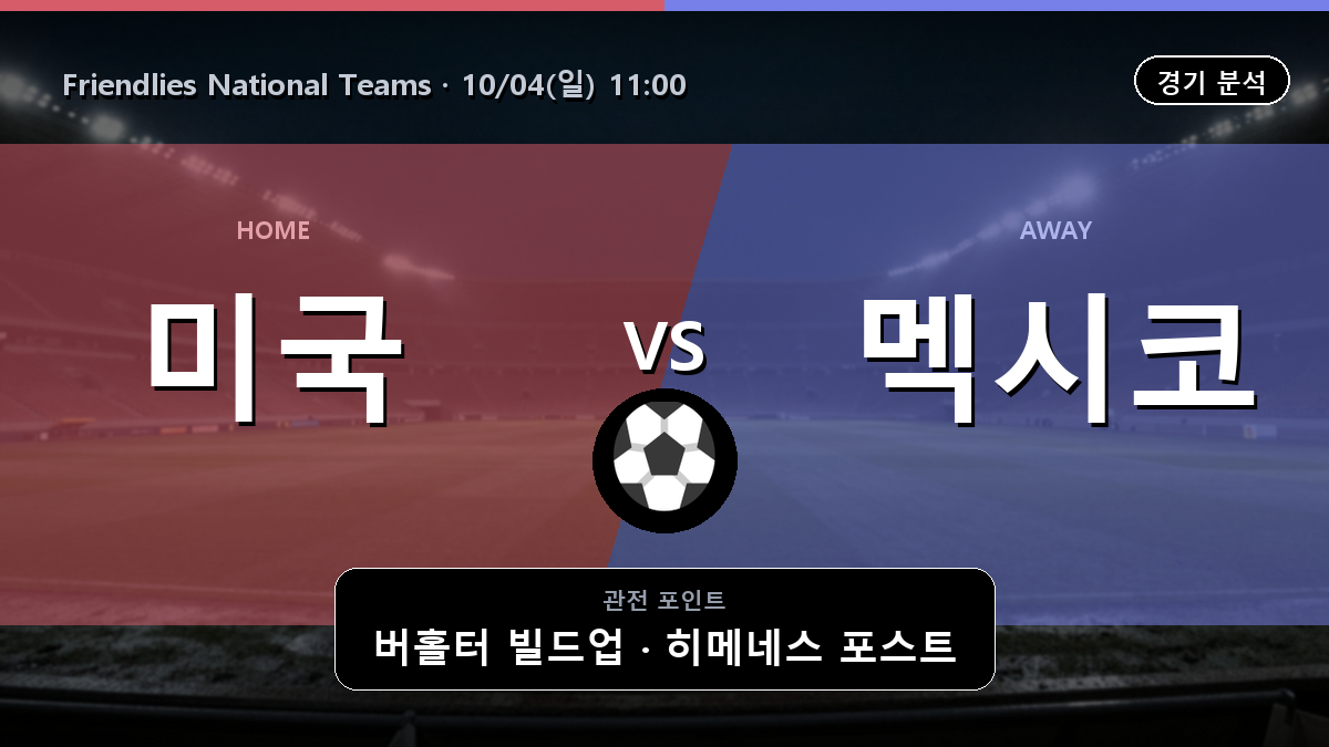 미국 멕시코 Friendlies National Teams 경기 분석과 중계 정보