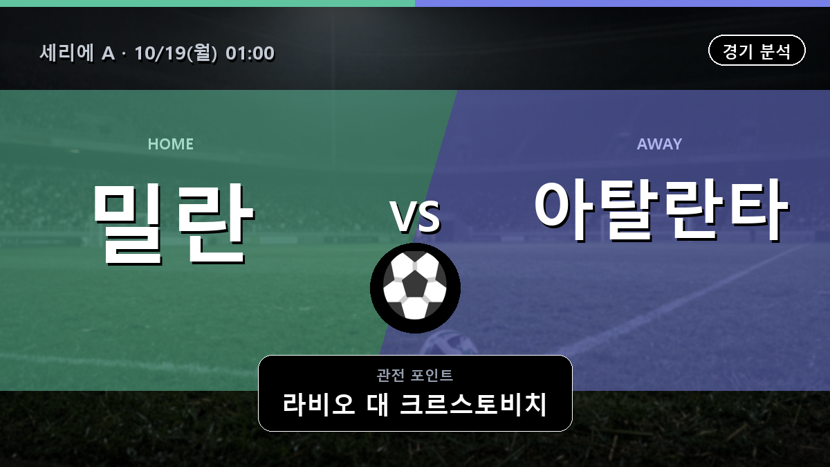 밀란 아탈란타 세리에 A 경기 분석과 중계 정보