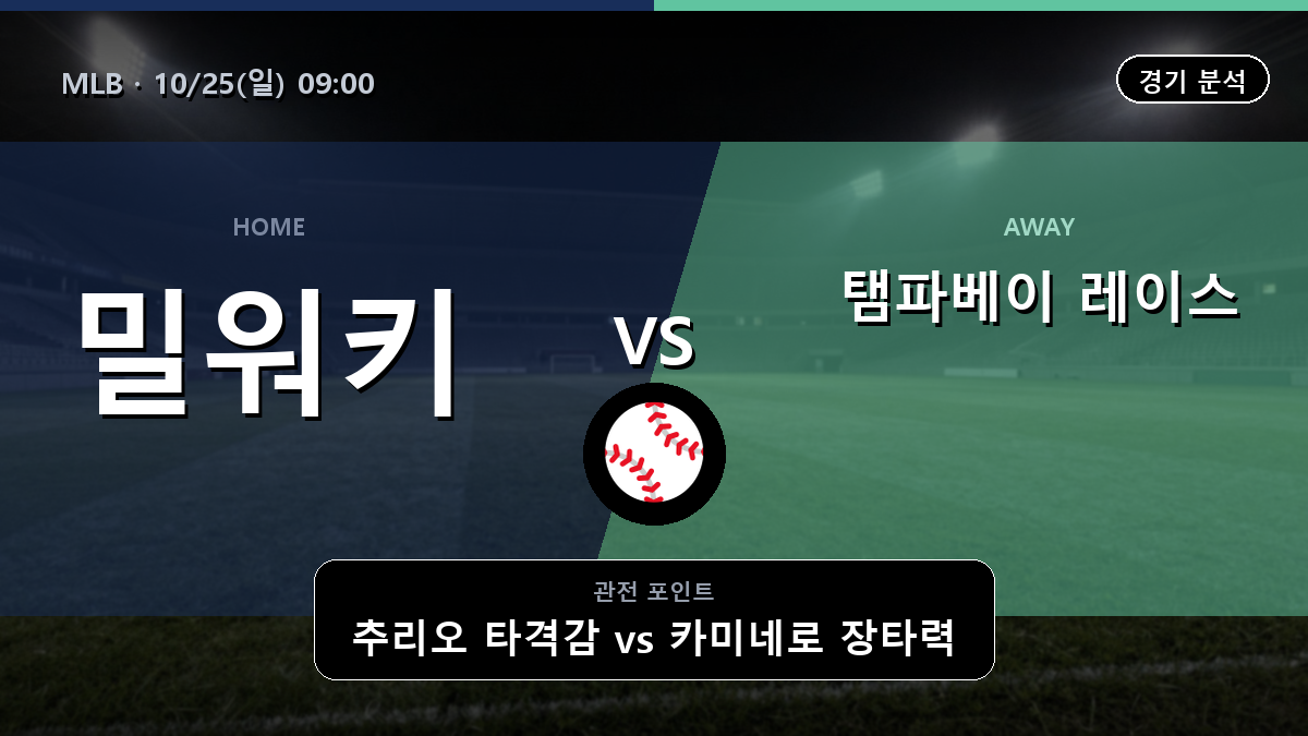 밀워키 브루어스 탬파베이 레이스 MLB 경기 분석과 중계 정보