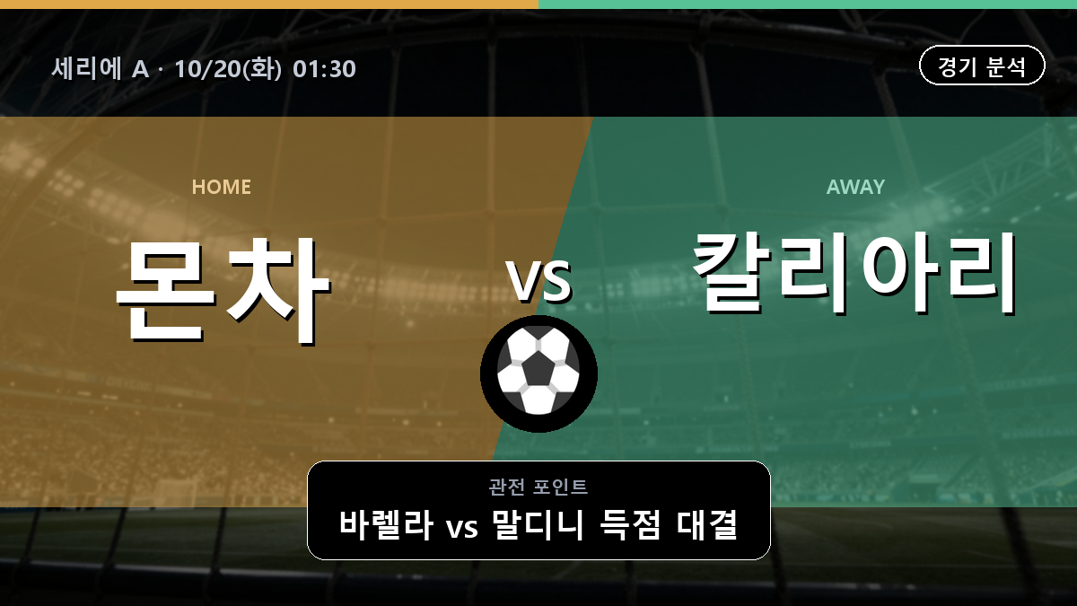 몬차 칼리아리 세리에 A 경기 분석과 중계 정보