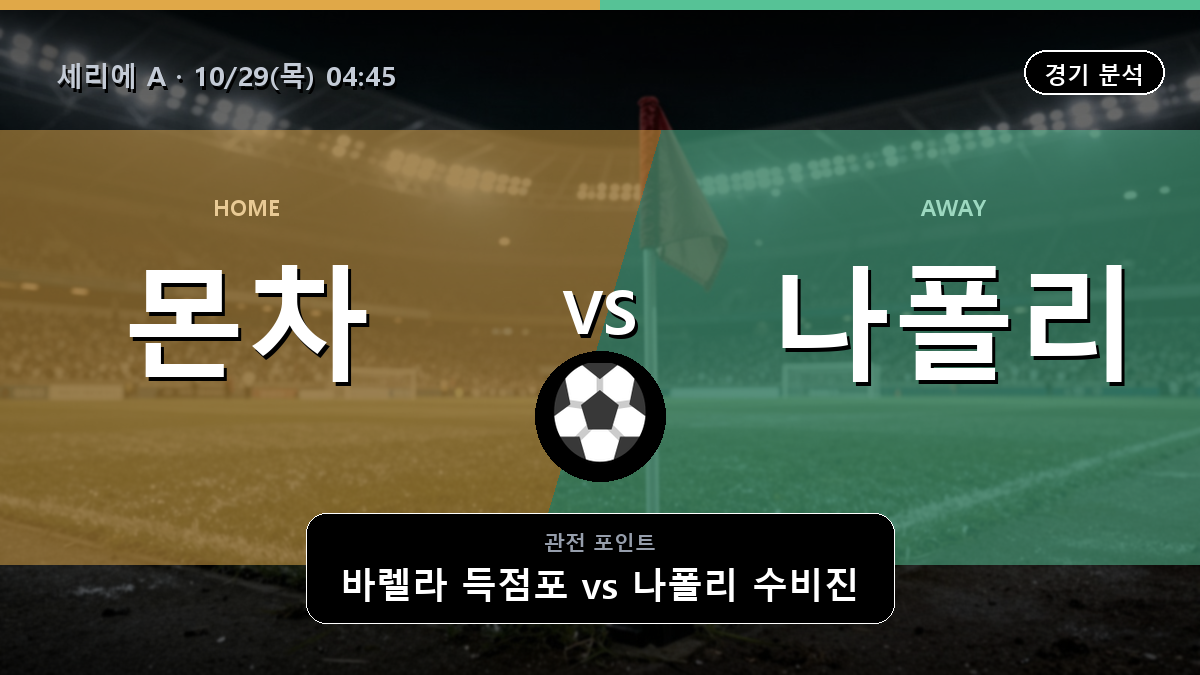 몬차 나폴리 세리에 A 경기 분석과 중계 정보