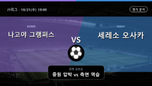 나고야 그램퍼스 세레소 오사카 J1리그 경기 분석과 중계 정보