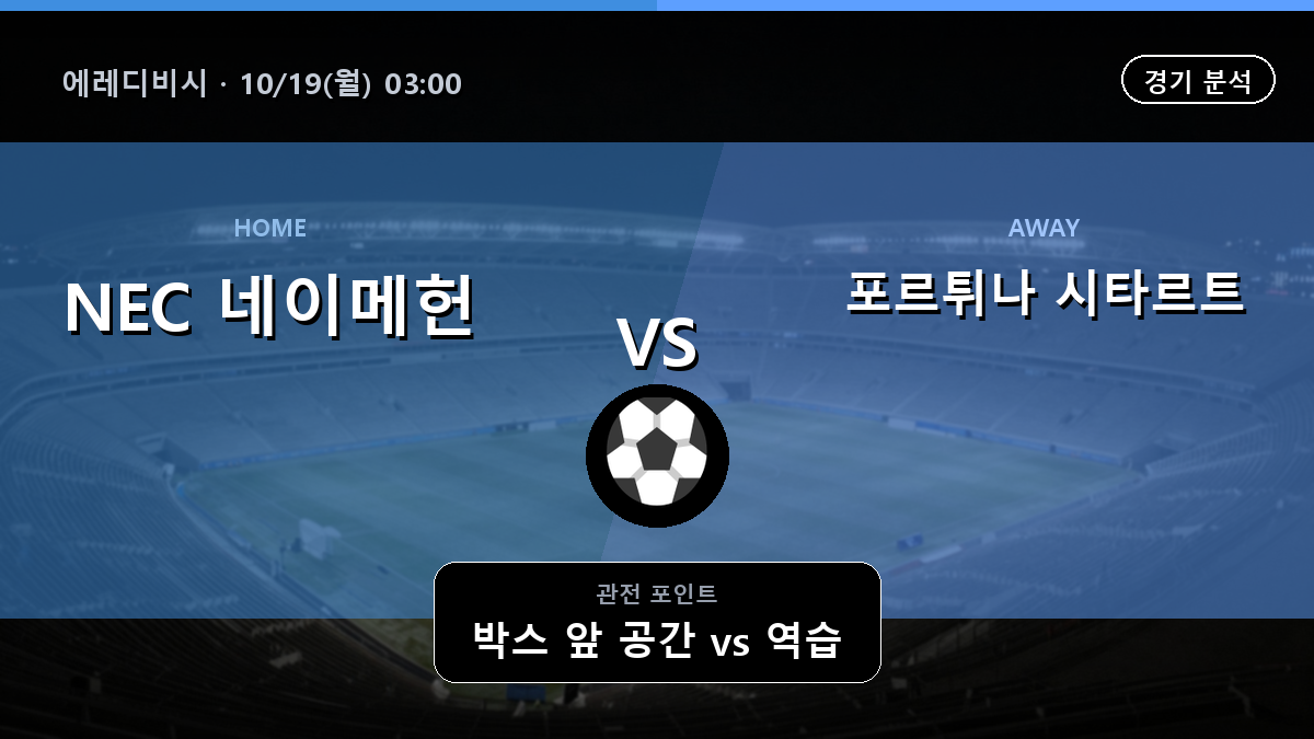 NEC 네이메헌 포르튀나 시타르트 에레디비시 경기 분석과 중계 정보