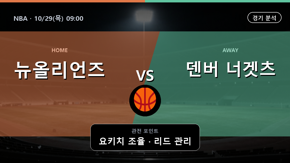 뉴올리언즈 펠리컨즈 덴버 너겟츠 NBA 경기 분석과 중계 정보
