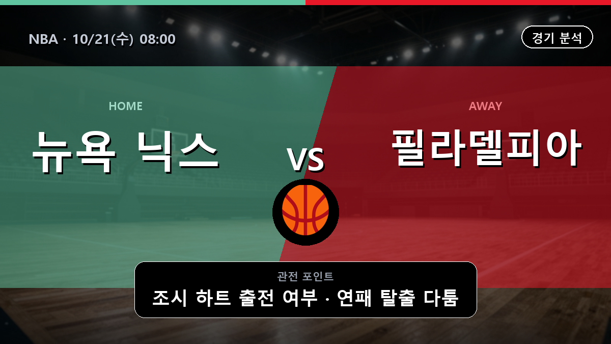 뉴욕 닉스 필라델피아 76ers NBA 경기 분석과 중계 정보