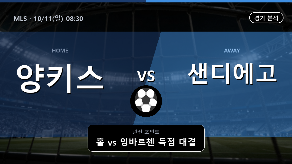 뉴욕 샌디에고 MLS 경기 분석과 중계 정보