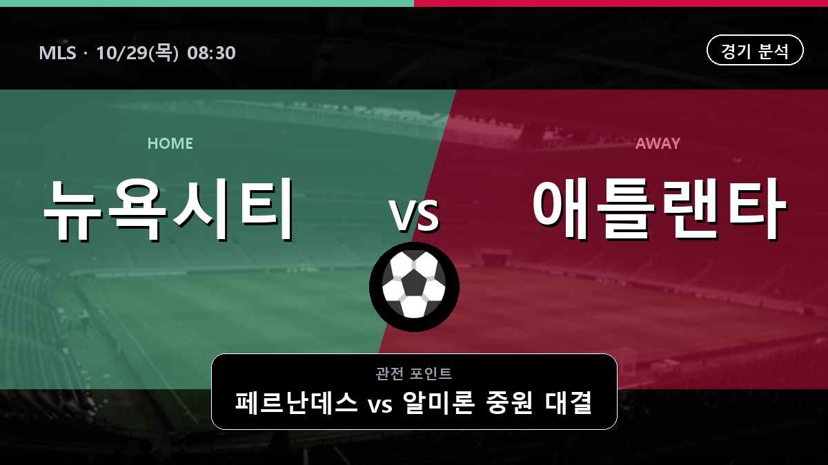뉴욕시티 애틀랜타 유나이티드 MLS 경기 분석과 중계 정보