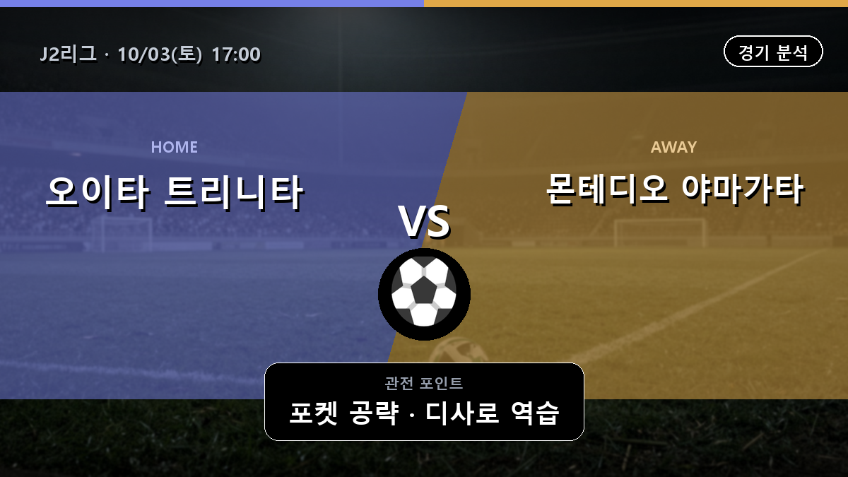 오이타 트리니타 몬테디오 야마가타 J2리그 경기 분석과 중계 정보