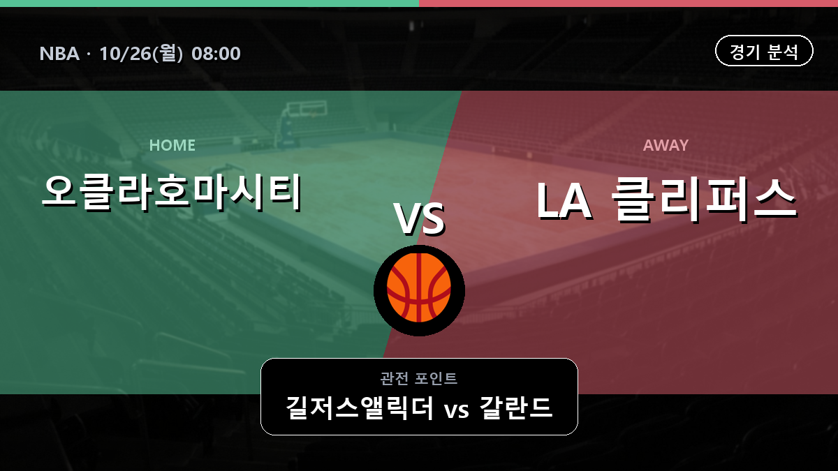 오클라호마시티 썬더 LA 클리퍼스 NBA 경기 분석과 중계 정보