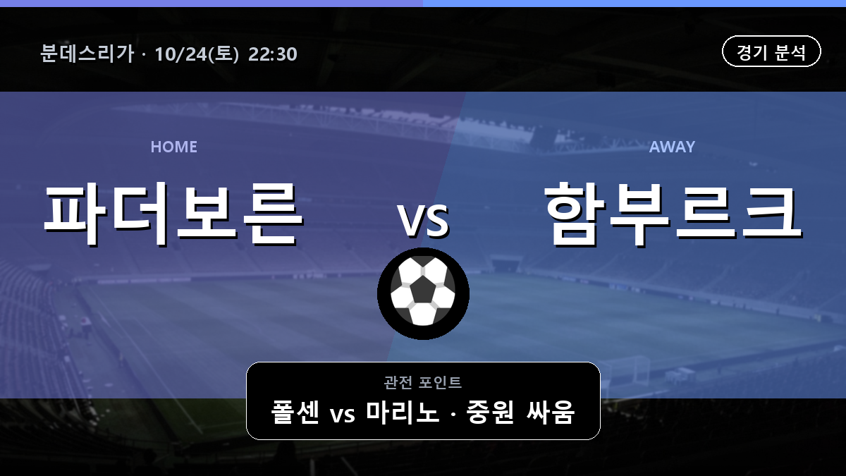 파더보른 함부르크 분데스리가 경기 분석과 중계 정보