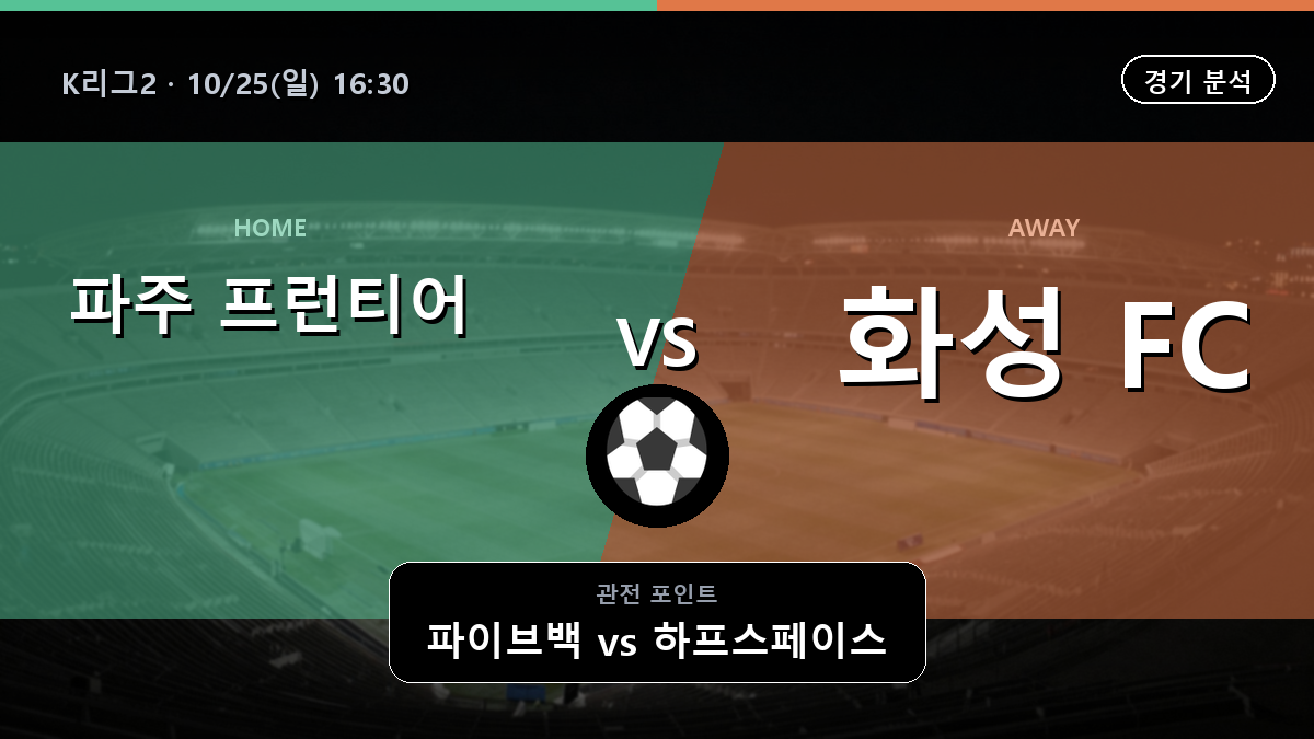 파주 프런티어 화성 K리그2 경기 분석과 중계 정보