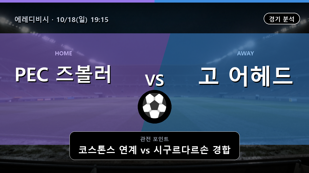 PEC 즈볼러 고 어헤드 이글스 에레디비시 경기 분석과 중계 정보