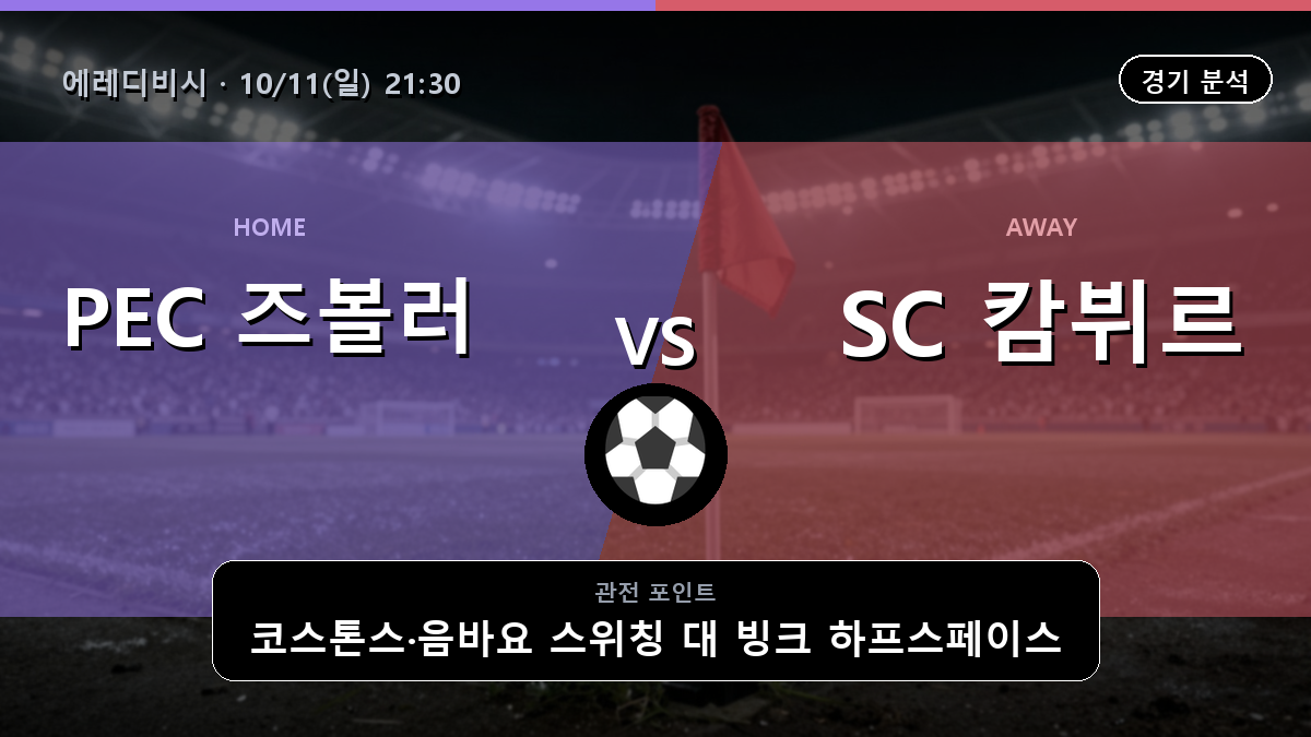 PEC 즈볼러 캄뷔르 에레디비시 경기 분석과 중계 정보