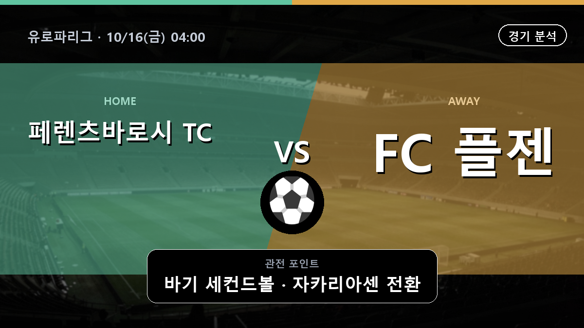 페렌츠바로시 TC 플젠 유로파리그 경기 분석과 중계 정보