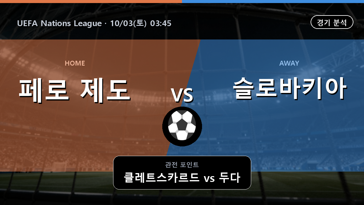 페로 제도 슬로바키아 UEFA Nations League 경기 분석과 중계 정보