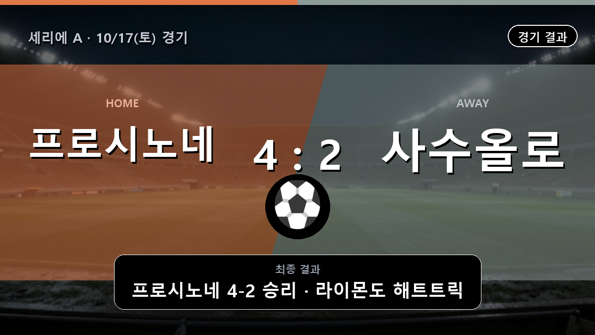 프로시노네 사수올로 세리에 A 경기 하이라이트 결과와 중계 정보