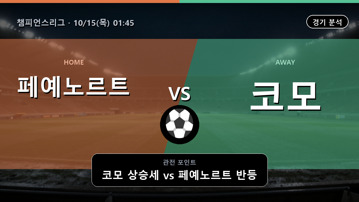 페예노르트 코모 챔피언스리그 경기 분석과 중계 정보