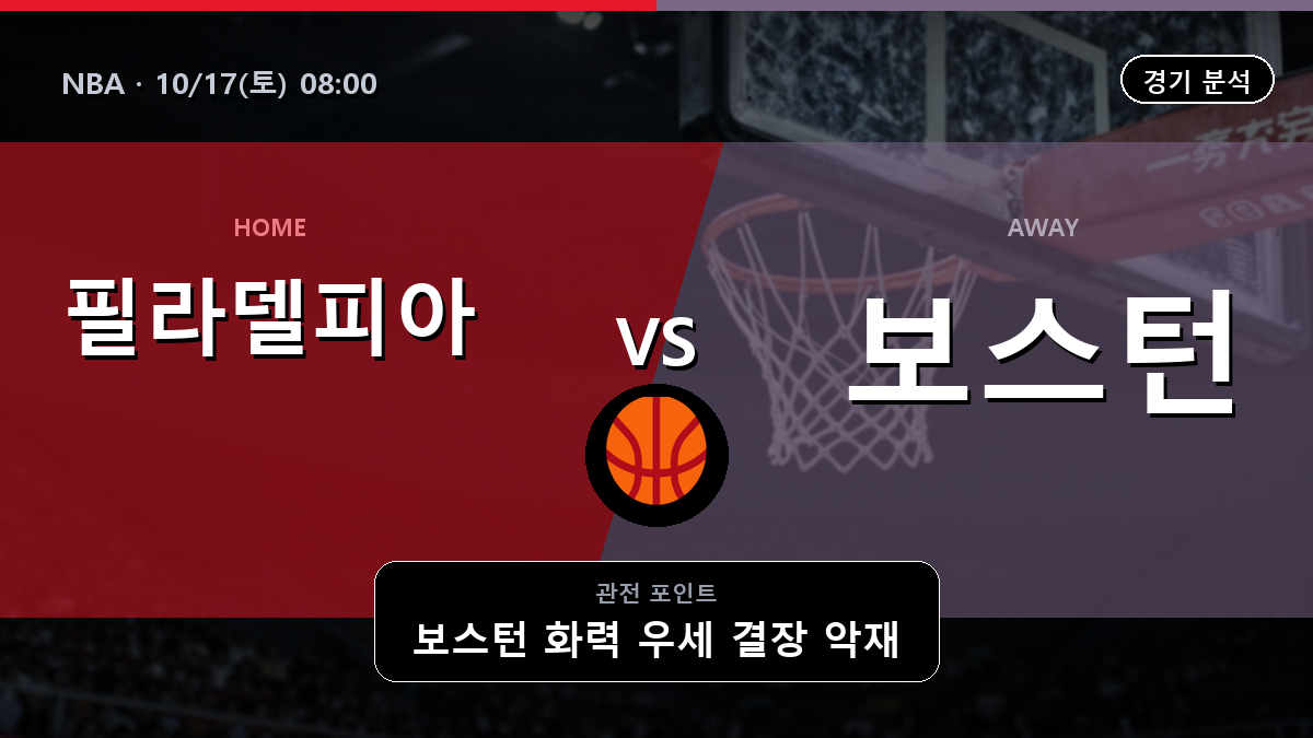 필라델피아 76ers 보스턴 셀틱스 NBA 경기 분석과 중계 정보