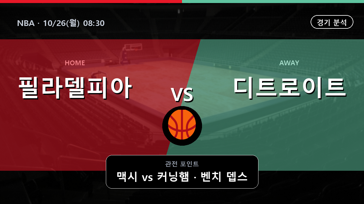 필라델피아 76ers 디트로이트 피스톤스 NBA 경기 분석과 중계 정보