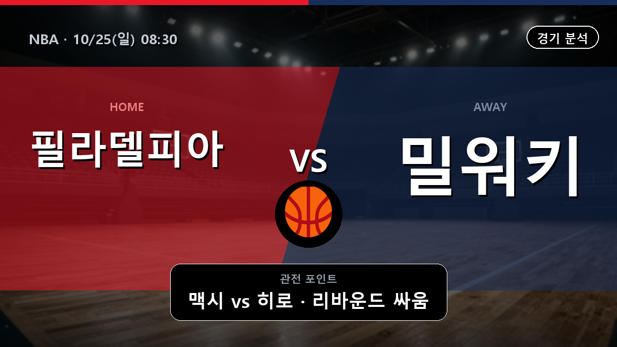필라델피아 76ers 밀워키 벅스 NBA 경기 분석과 중계 정보