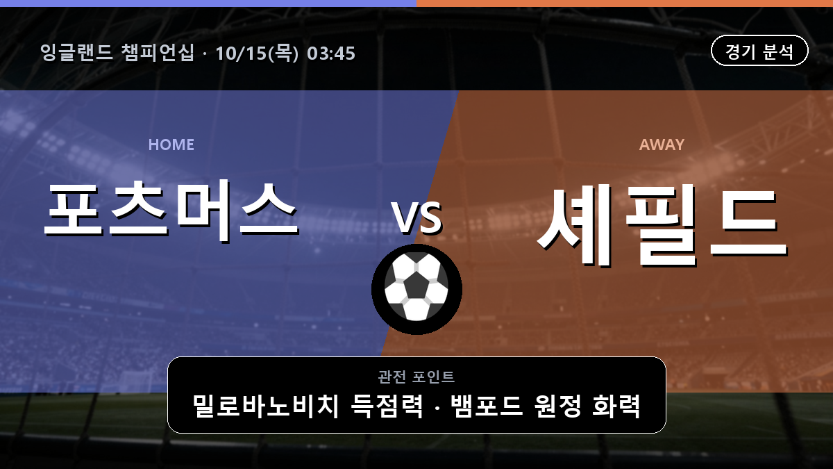 포츠머스 셰필드 잉글랜드 챔피언십 경기 분석과 중계 정보