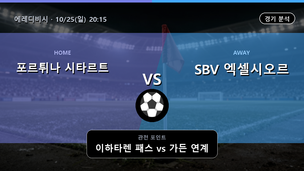 포르튀나 시타르트 SBV 엑셀시오르 에레디비시 경기 분석과 중계 정보