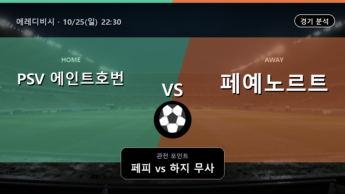 PSV 에인트호번 페예노르트 에레디비시 경기 분석과 중계 정보