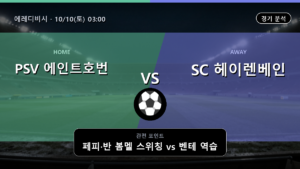 PSV 에인트호번 헤이렌베인 에레디비시 경기 분석과 중계 정보